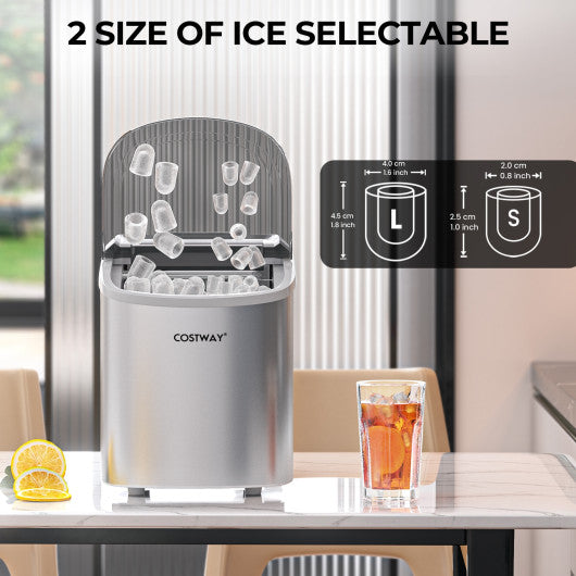 Countertop Automatic Ice Maker Machine 27Lbs/24 Hrs with Scoop and Basket-Silver