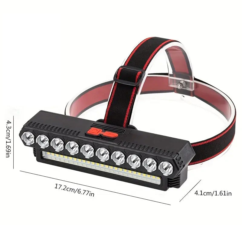 10LED COB Camping and Outdoor Powerful Headlamp - USB Rechargeable