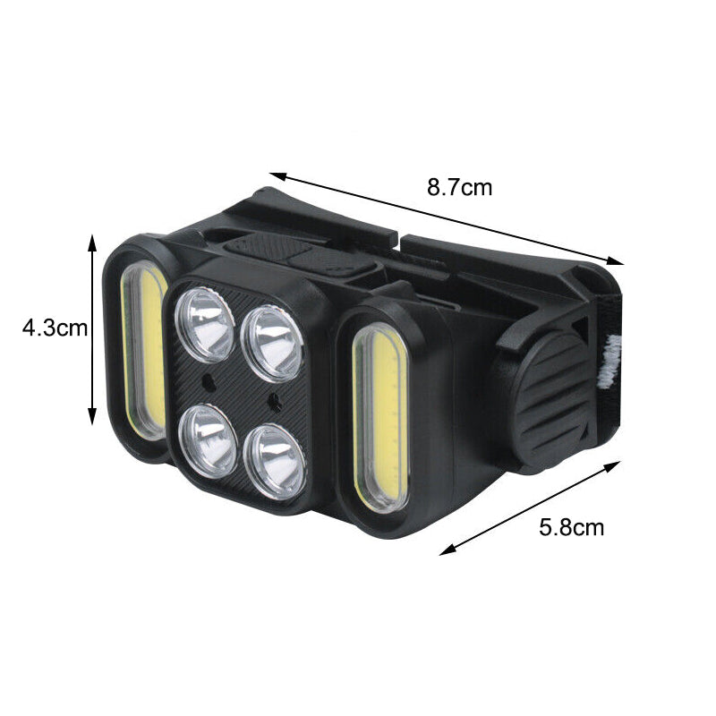 4LED COB Headlamp Super Bright Outdoor Head Light- Type C Charging