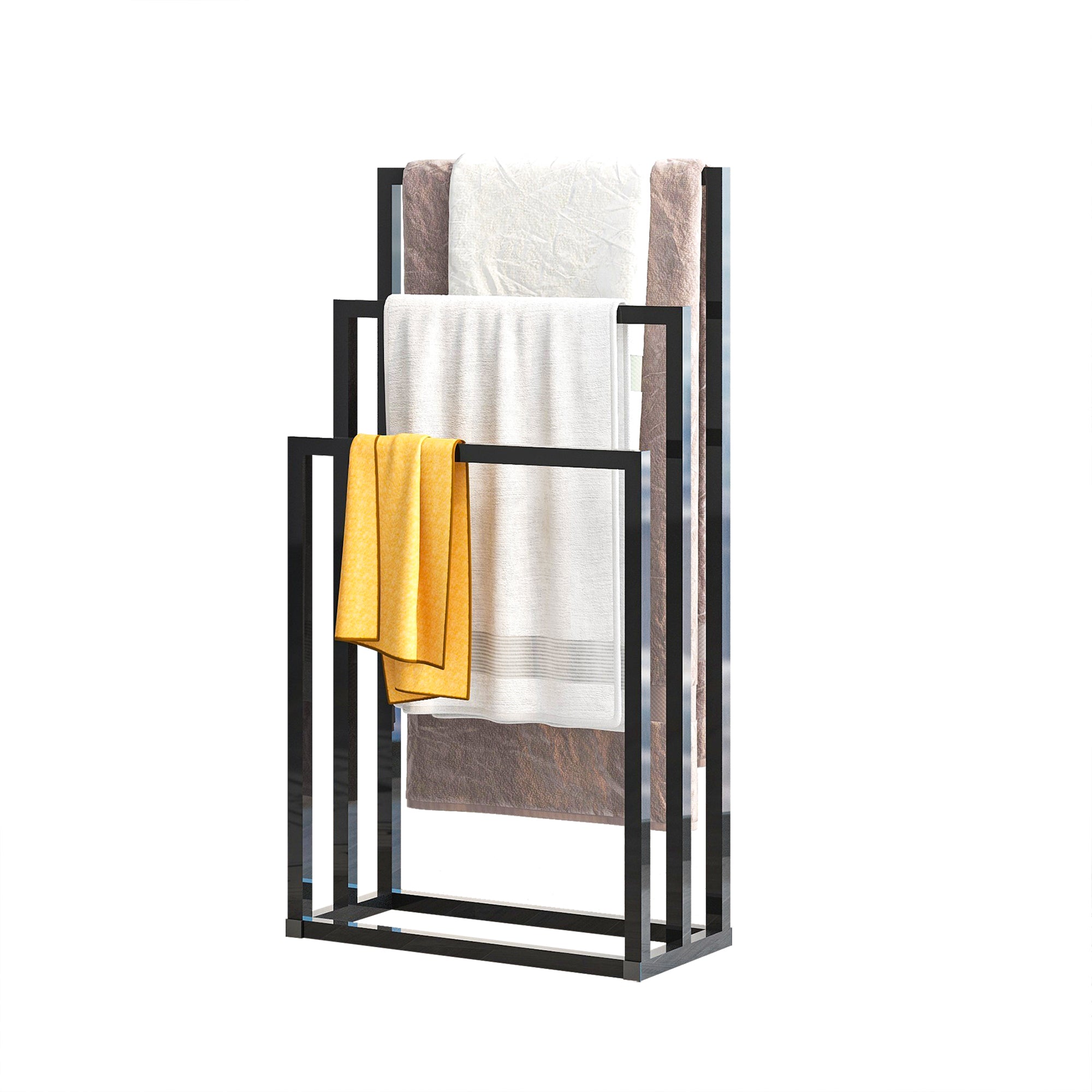 3 Tiers Free Standing Chrome Finished Metal Towel Rack Bathroom Organizer