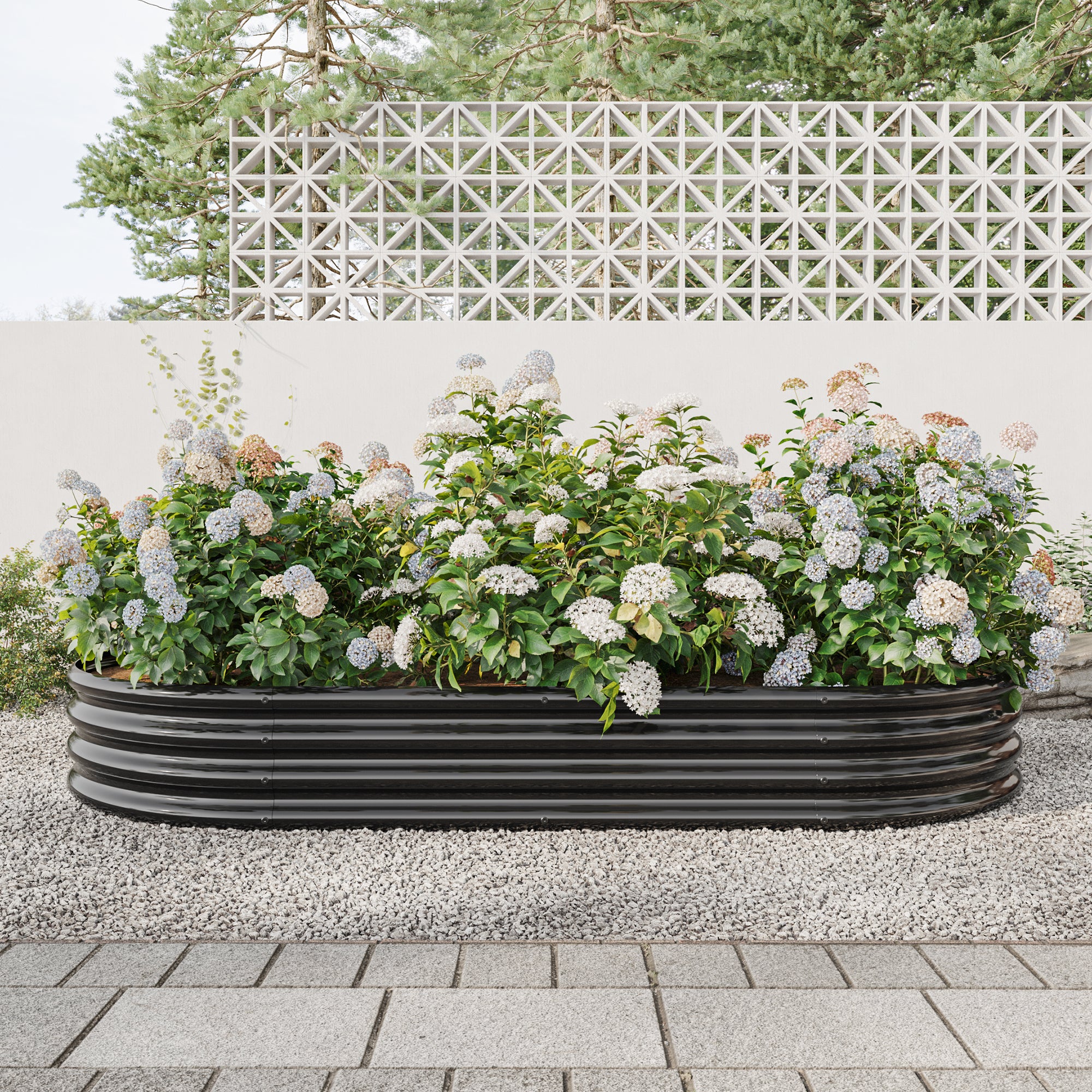 Oval Shaped Metal Raised Planter Outdoor Garden Plant and Vegetable Bed