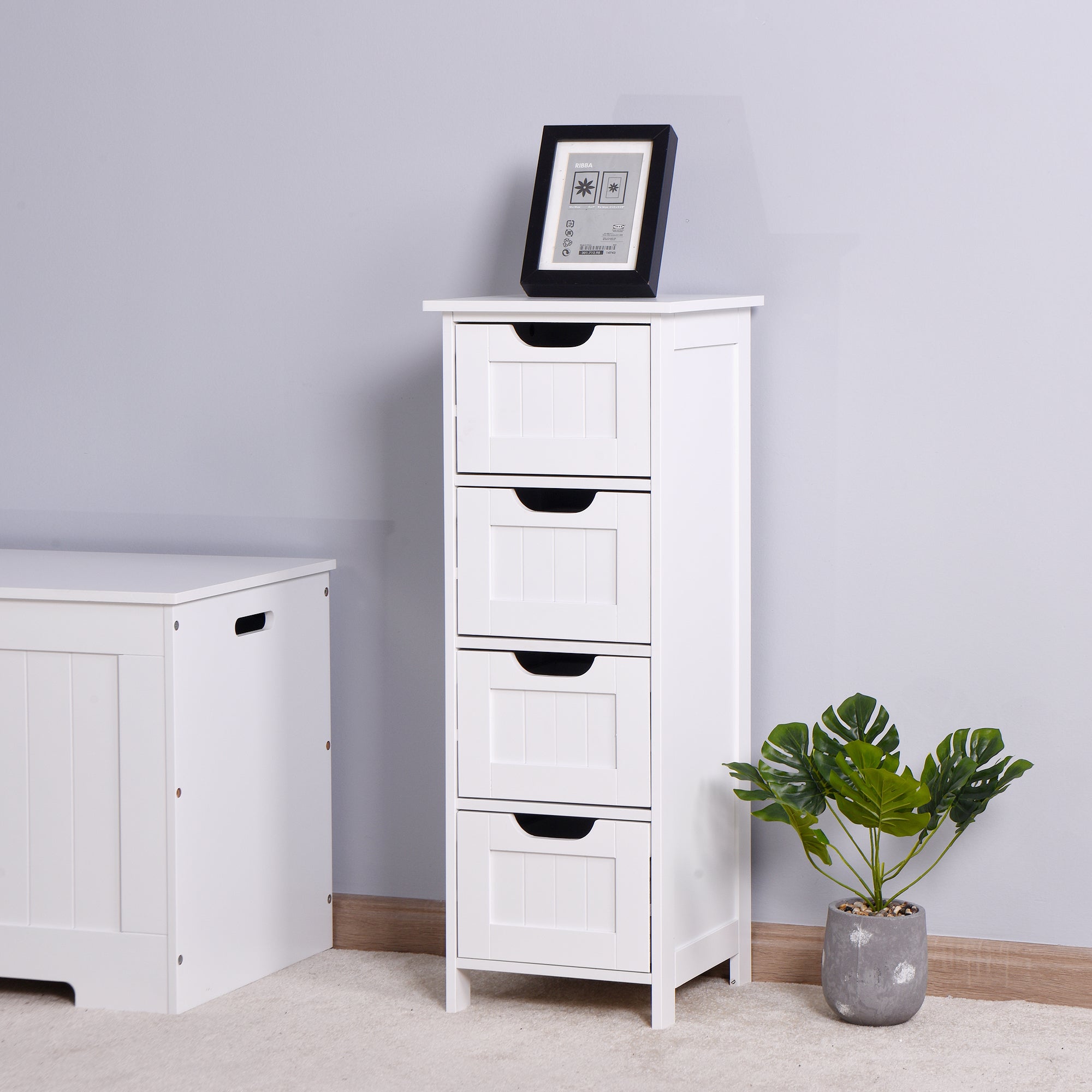 4 Drawers Free Standing Storage Cabinet for Bedroom and Bathroom- White