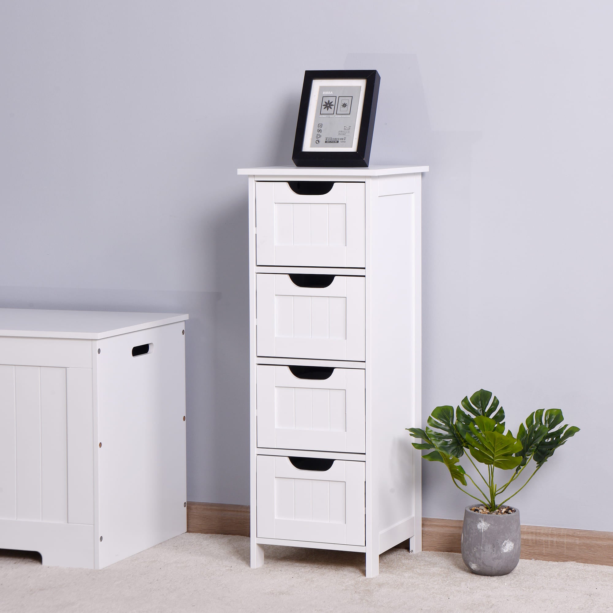 4 Drawers Free Standing Storage Cabinet for Bedroom and Bathroom- White
