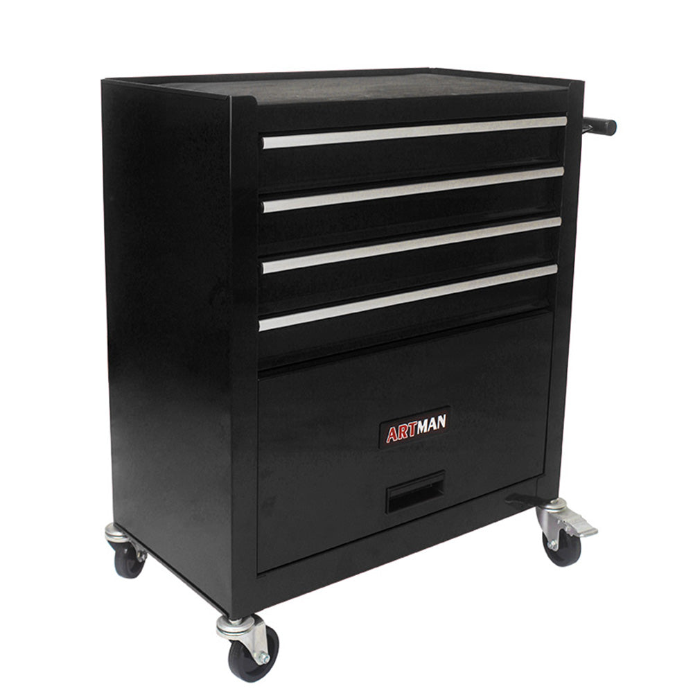 4-Drawer Multifunctional Tool Cart with Wheels - Black