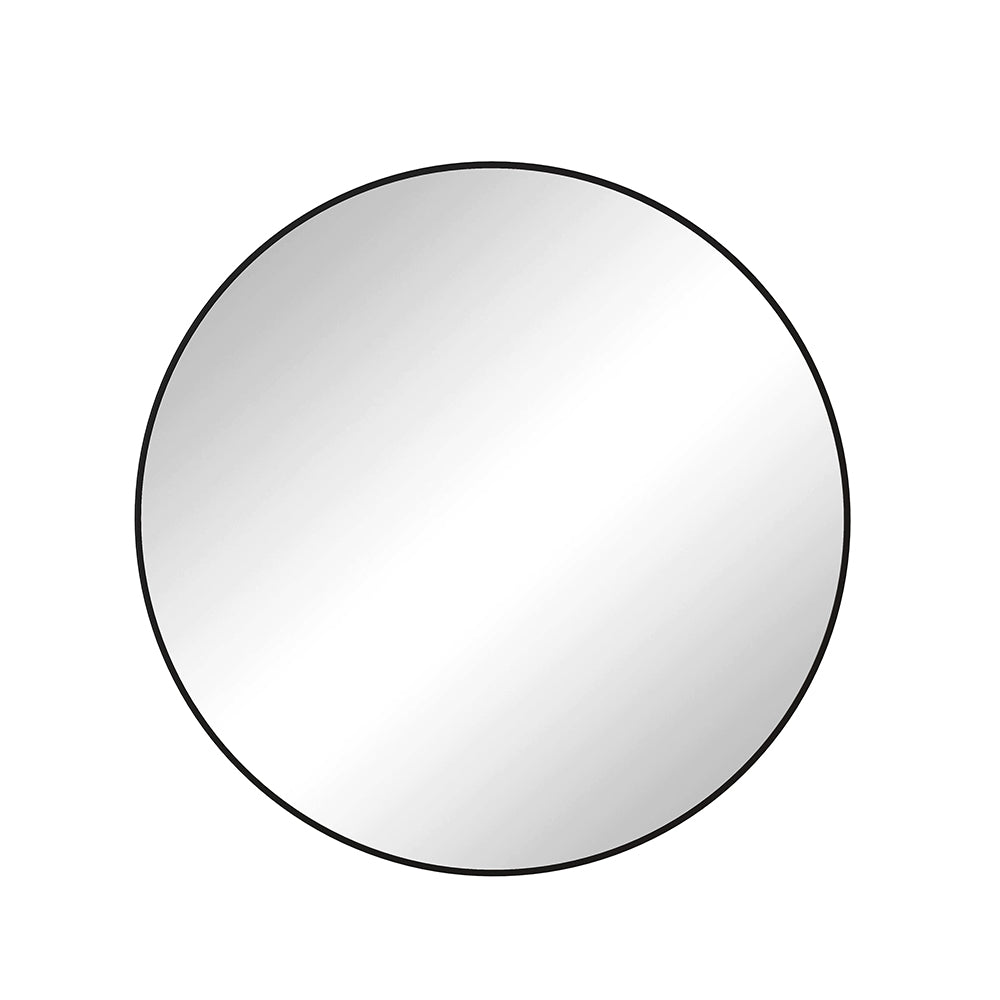 36-Inch Round Metal Framed Wall Mirror - Black