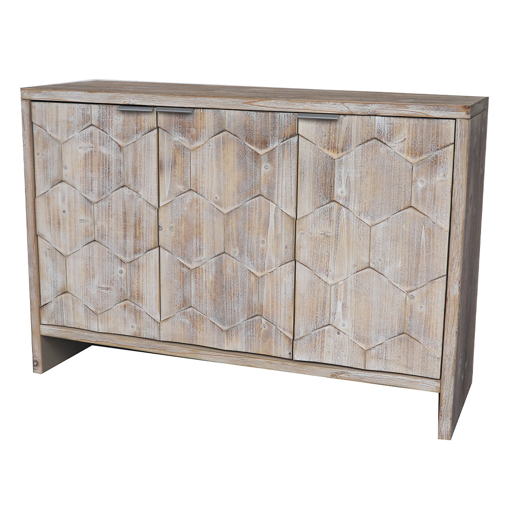 Farmhouse Style 3-Door Wooden Accent Cabinet/Sideboard