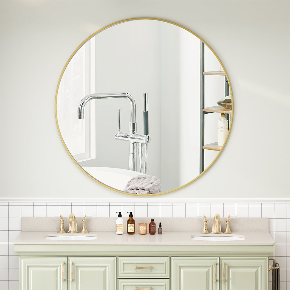 42-Inch Metal Framed Mirror - Gold
