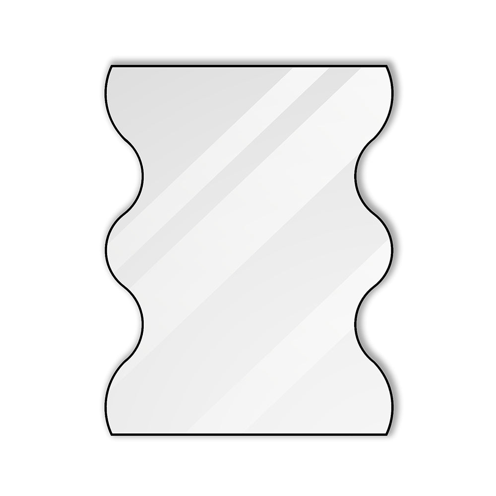 30x35" Black Rectangular Mirror with Wavy Sides - Metal Frame