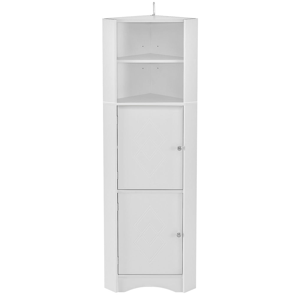Tall Corner Bathroom Cabinet with Adjustable Shelves - White_0