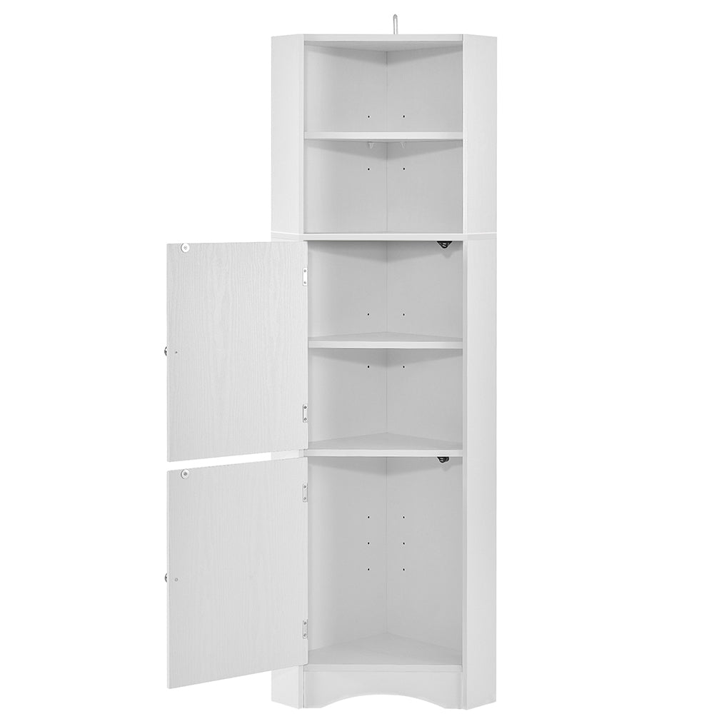 Tall Corner Bathroom Cabinet with Adjustable Shelves - White_1