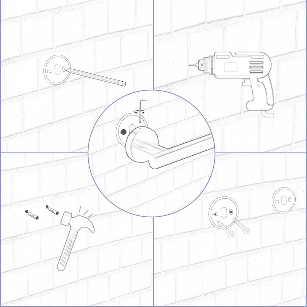 6-Piece Stainless Steel Wall-Mounted Bathroom Towel Rack Set