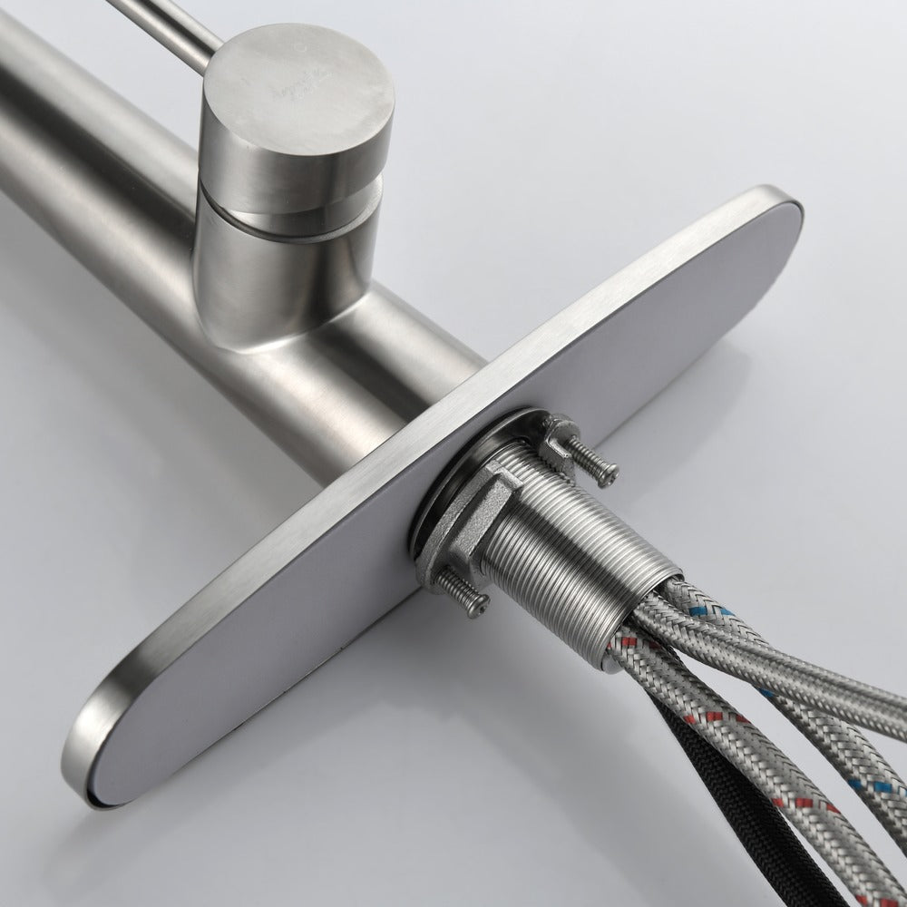 Brushed Nickel Kitchen Faucet Single Handle Pull Down Sprayer
