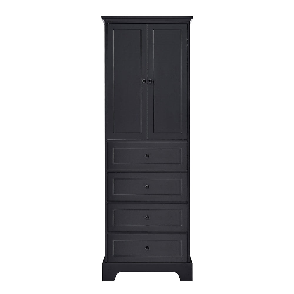 2-Door 4-Drawer Adjustable Cabinet - Black