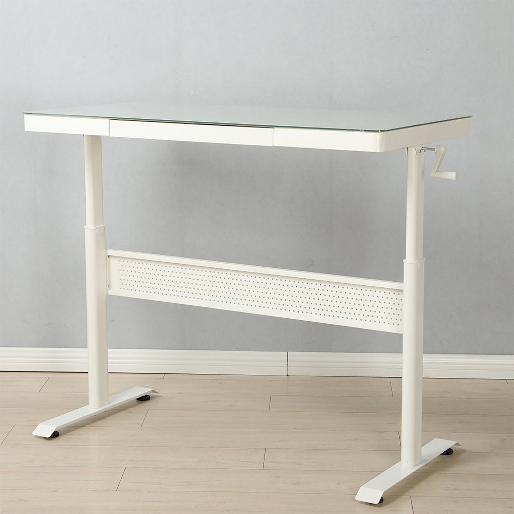 48x24 Inch Tempered Glass Standing Desk with Drawer