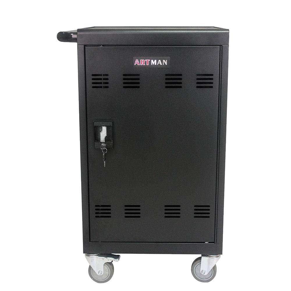 Mobile Charging Cart and Cabinet for Tablets, Laptops - Black