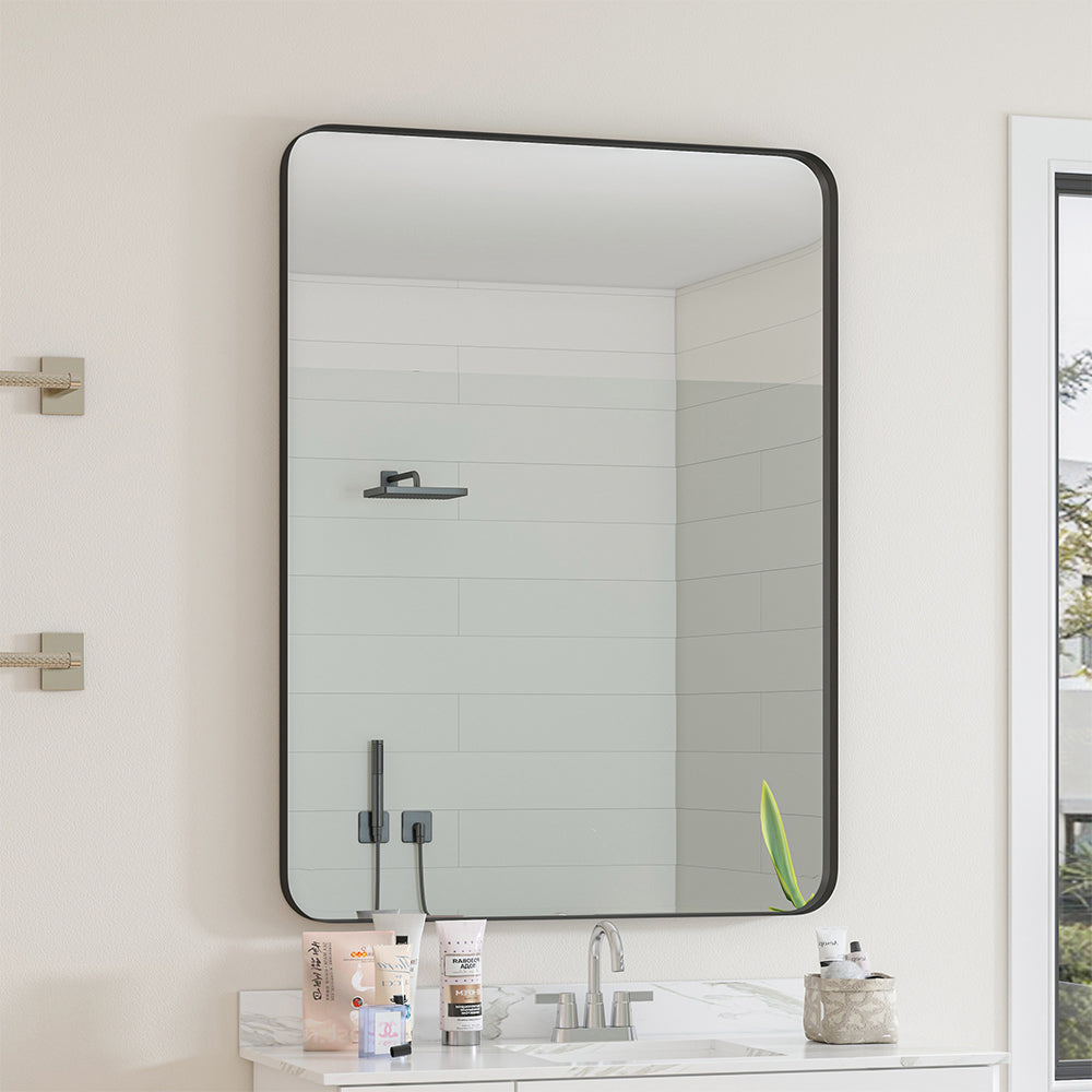 30x40 Inch Rectangular Metal Framed Wall Mirror - Black