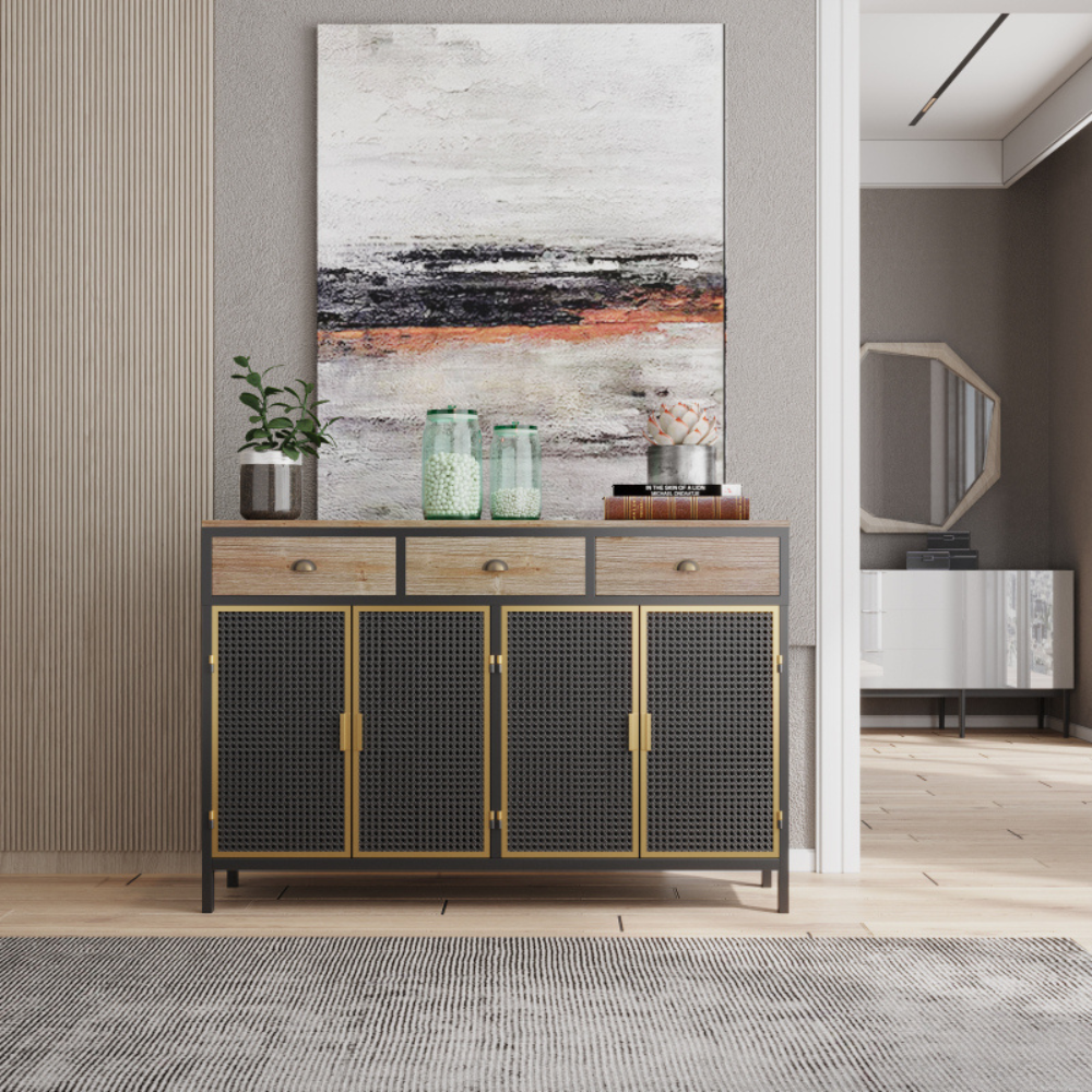 Modern Sideboard with 4 Doors and 3 Top Drawers