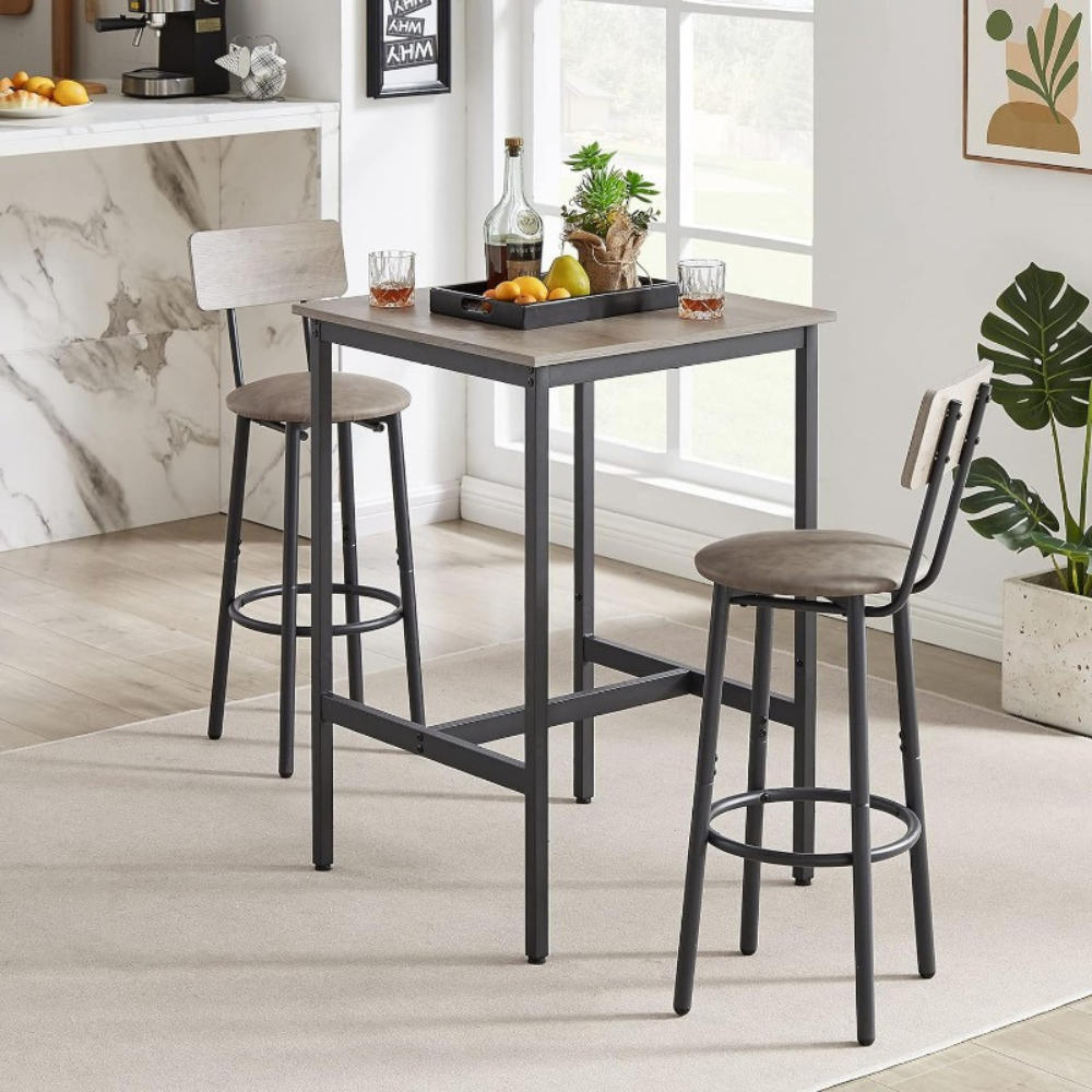 Modern Bar Table Set with 2 Bar Stools