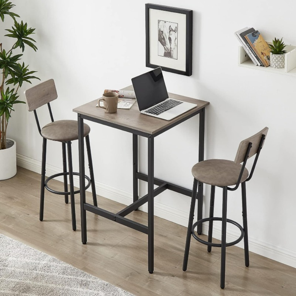 Modern Bar Table Set with 2 Bar Stools
