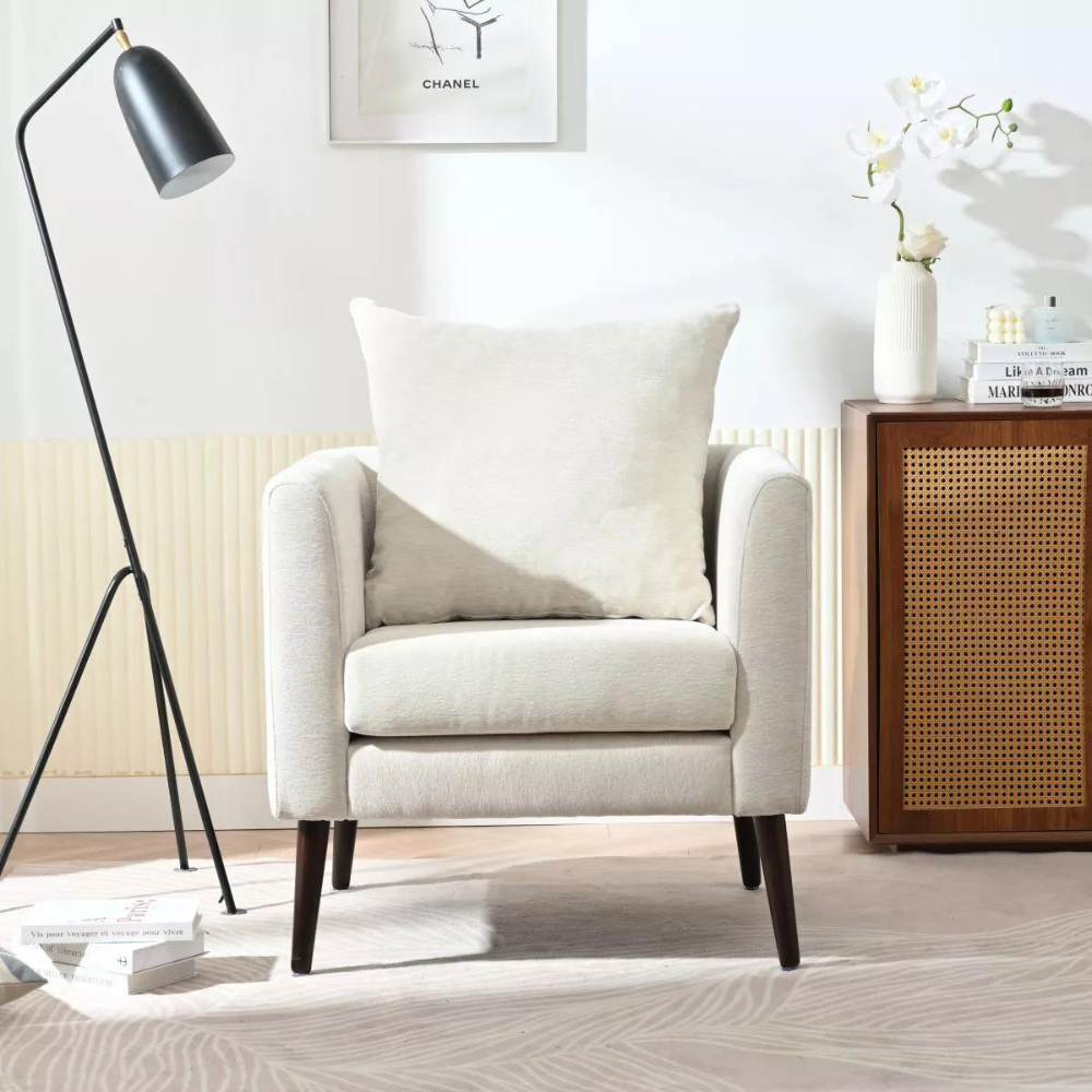 Stylish Chenille Upholstered Barrel Chair