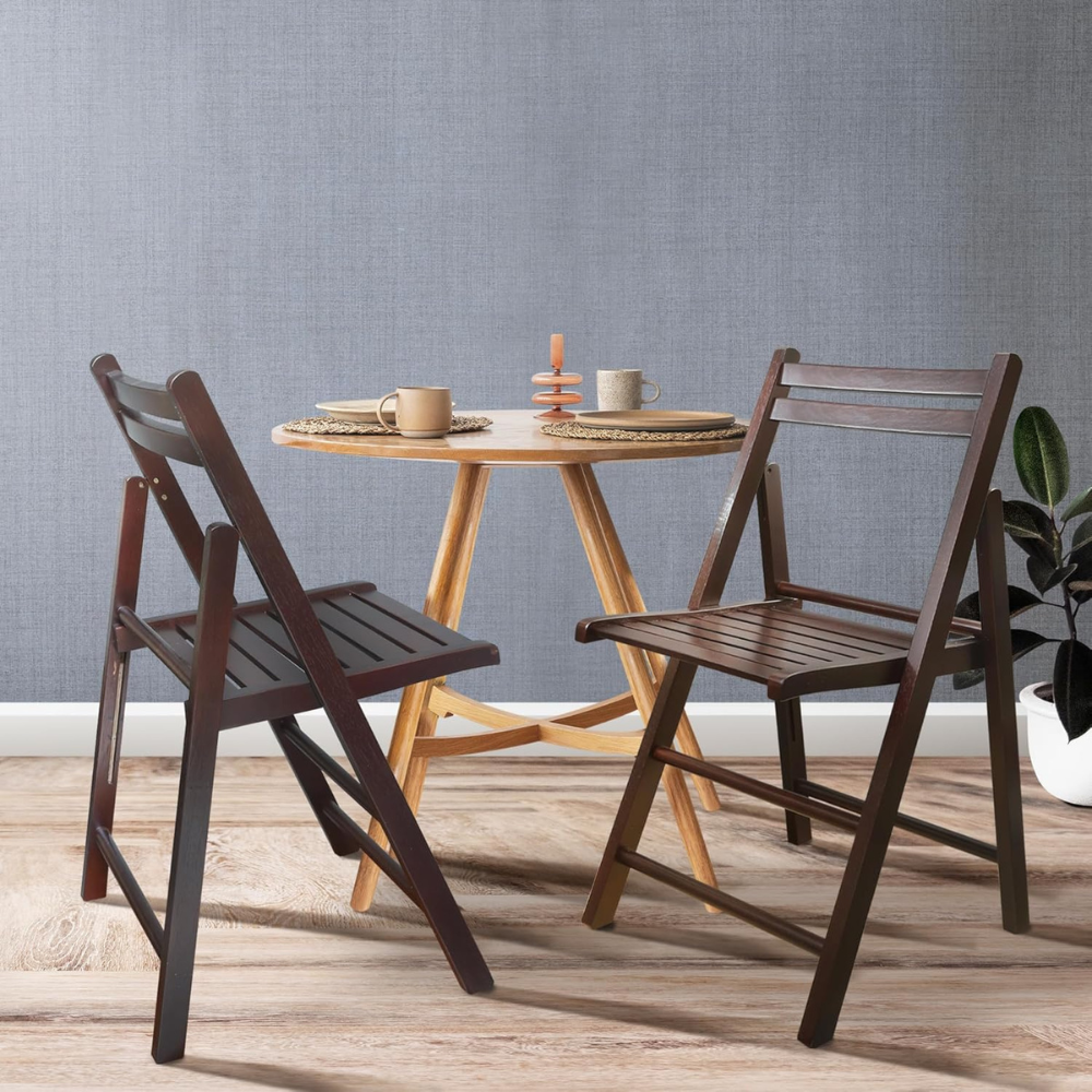 Set of 4 Cherry Wood Folding Chairs