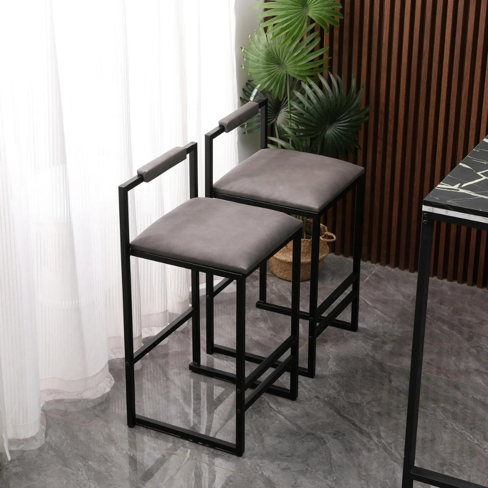 Set of 2 Modern Counter Height Barstools with Armless Design