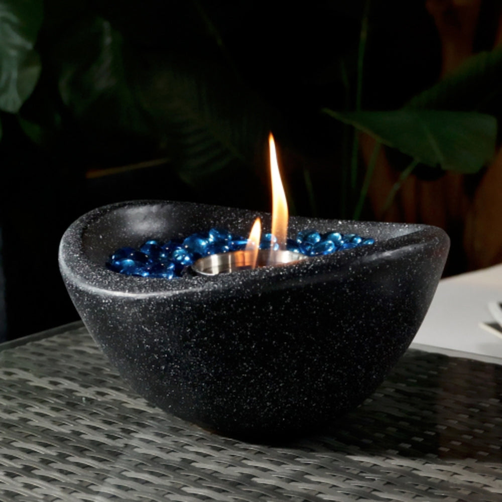 Tabletop Fire Pit Portable and Sleek Curve Black Fire Bowl