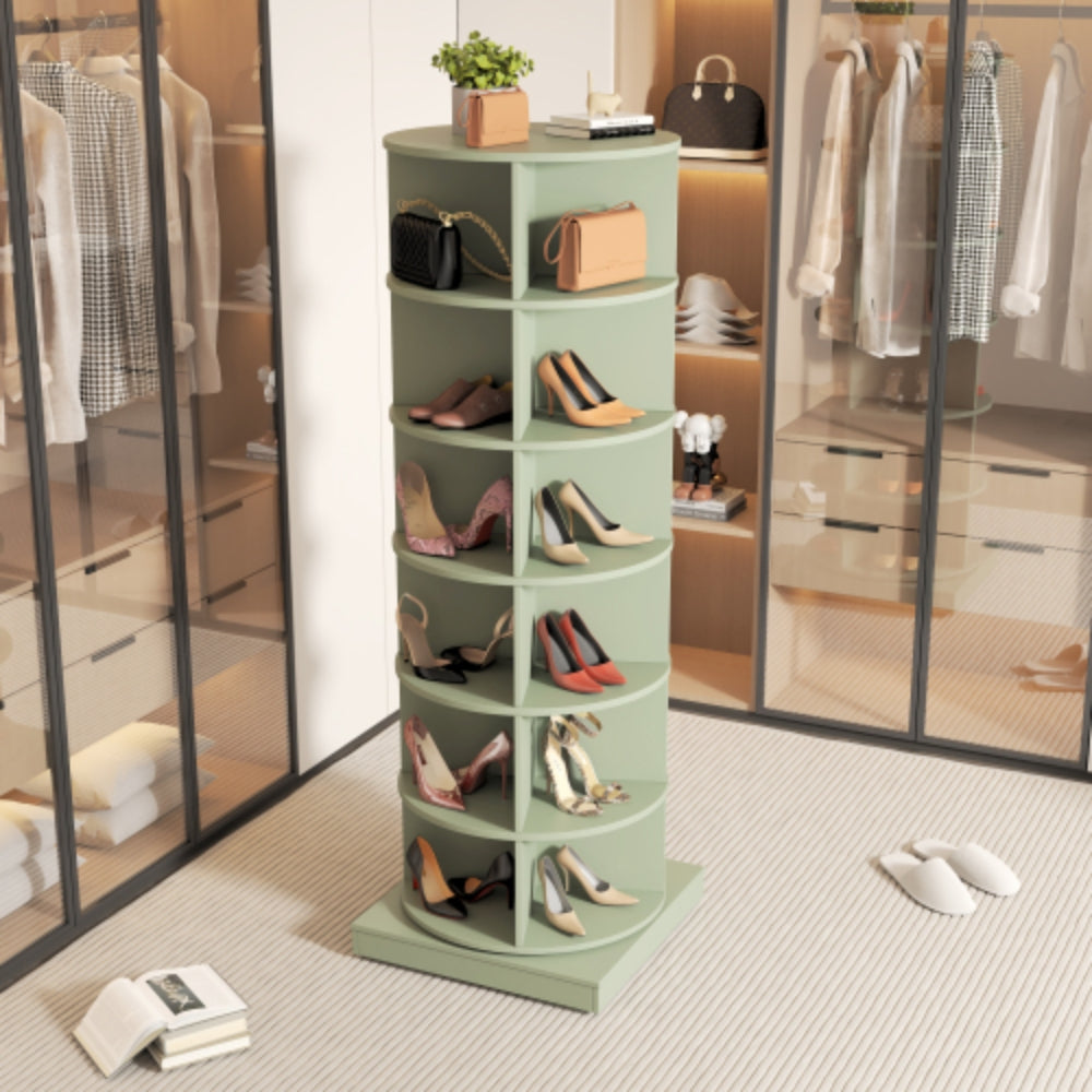 360 Degree Green Rotating Shoe Cabinet with 6 Layers