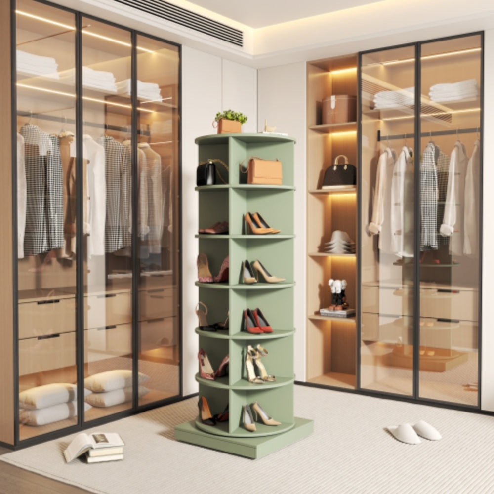 360 Degree Green Rotating Shoe Cabinet with 6 Layers