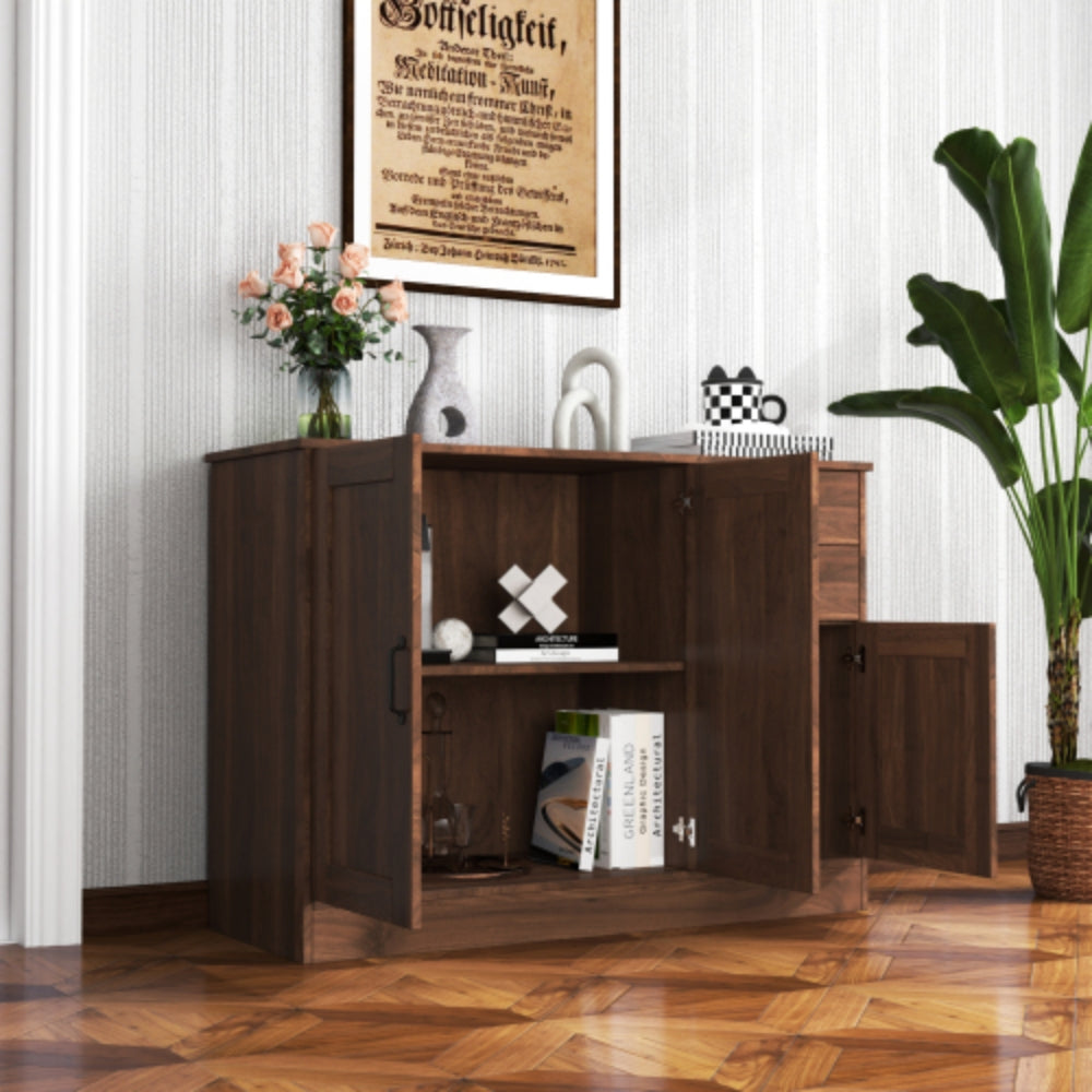 Stylish Wood Buffet Sideboard with 2 Doors 1 Storage and 2 Drawers
