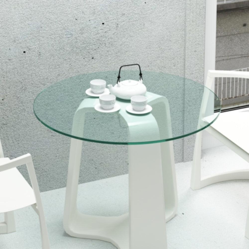 30 Inch Round Tempered Glass Table Top Clear Glass Flat Polished Edge