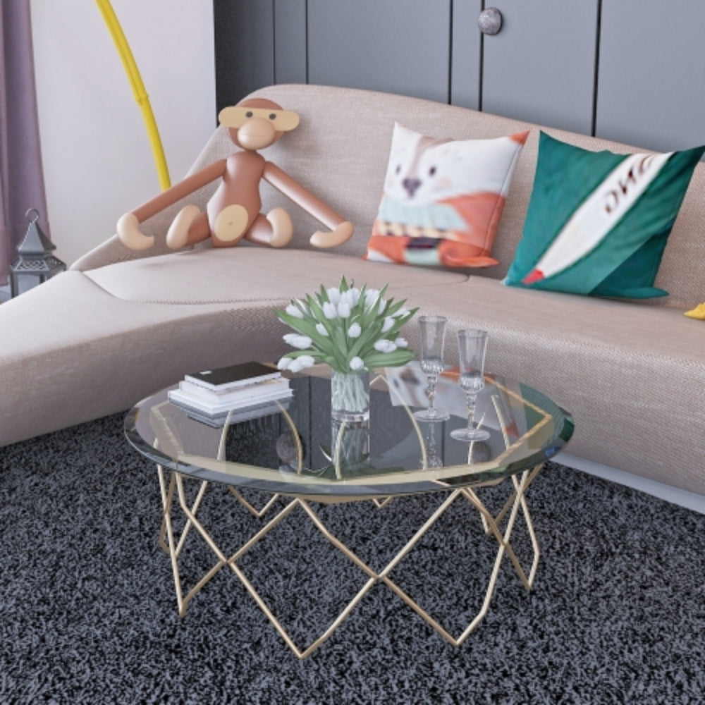 36 Inch Round Tempered Glass Table Top with Beveled Polished Edge