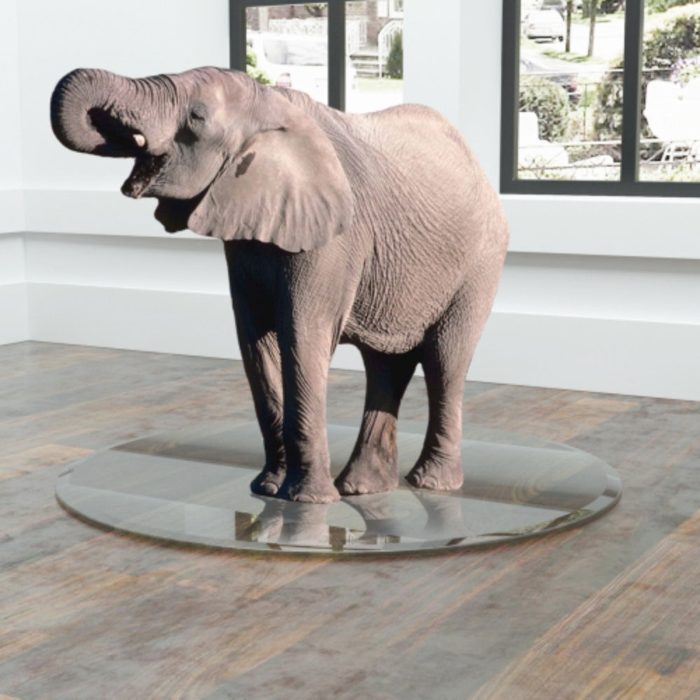36 Inch Round Tempered Glass Table Top with Beveled Polished Edge