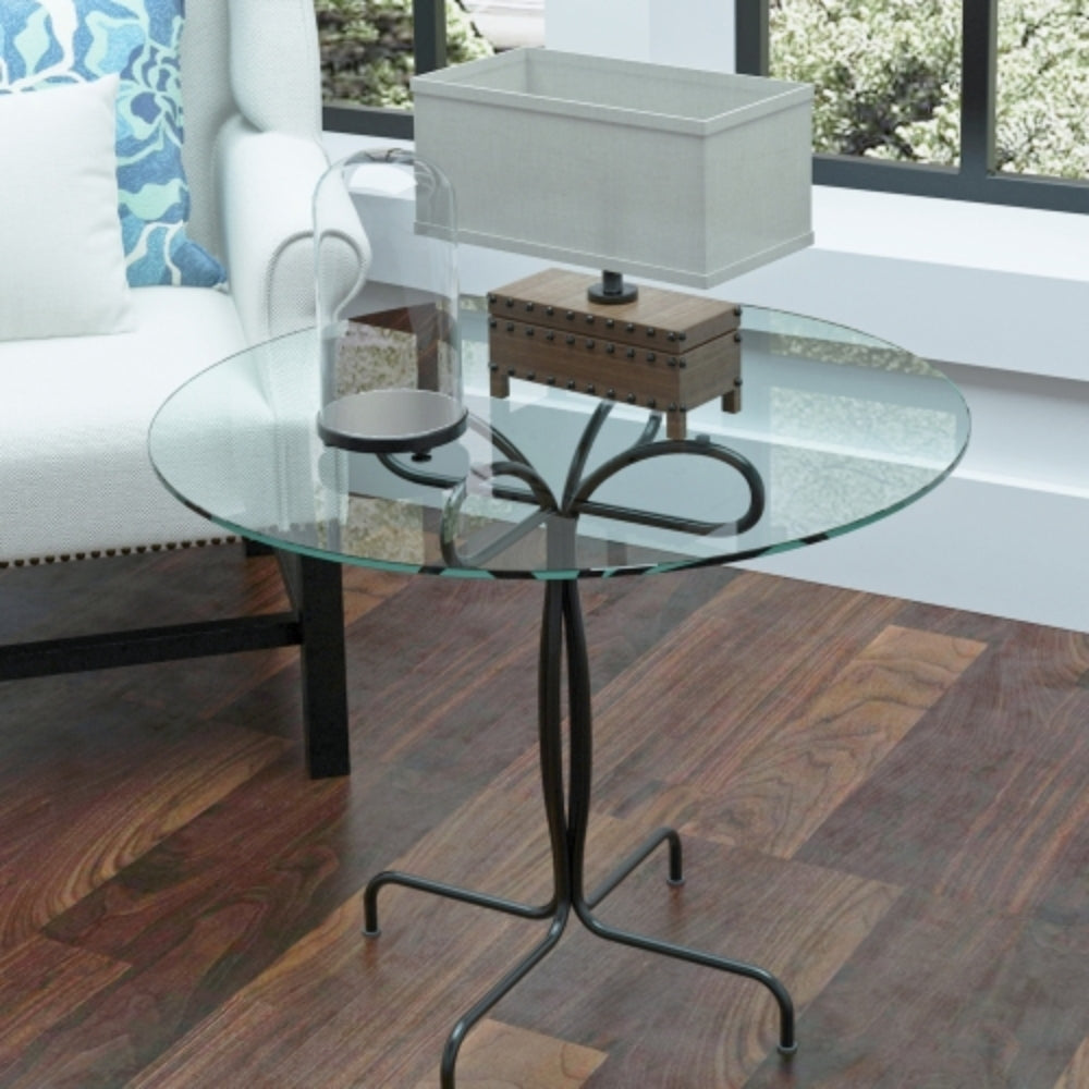 24 Inch Round Tempered Glass Table Top Clear Glass Flat Polished Edge