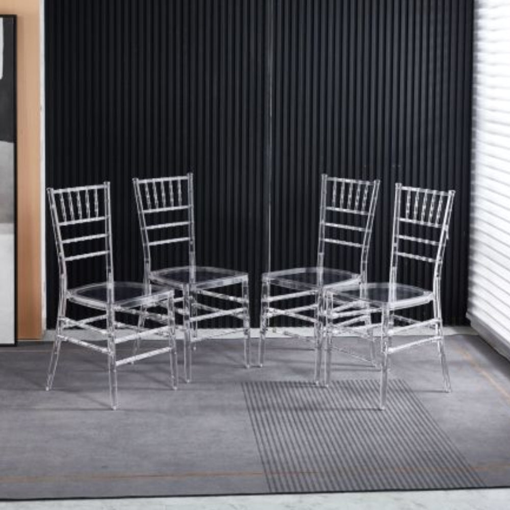 Set of 4 Welding Dining Chairs with Plastic Seats - Modern and Durable