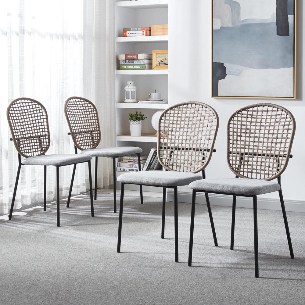 Set of 4 Black and Gray Sennit Dining Chairs