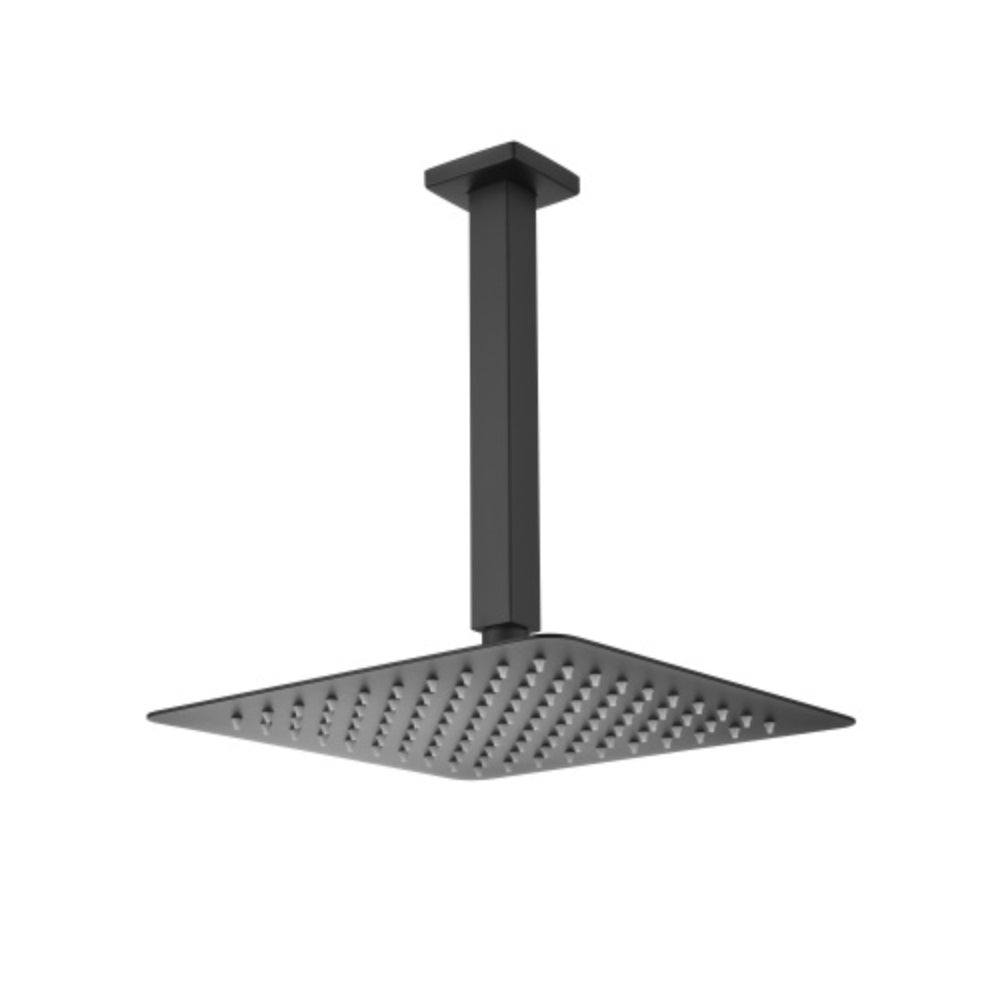 Matte Black Bathroom Luxury Combo Set: Ceiling Mounted Rainfall Shower Head and Mixer