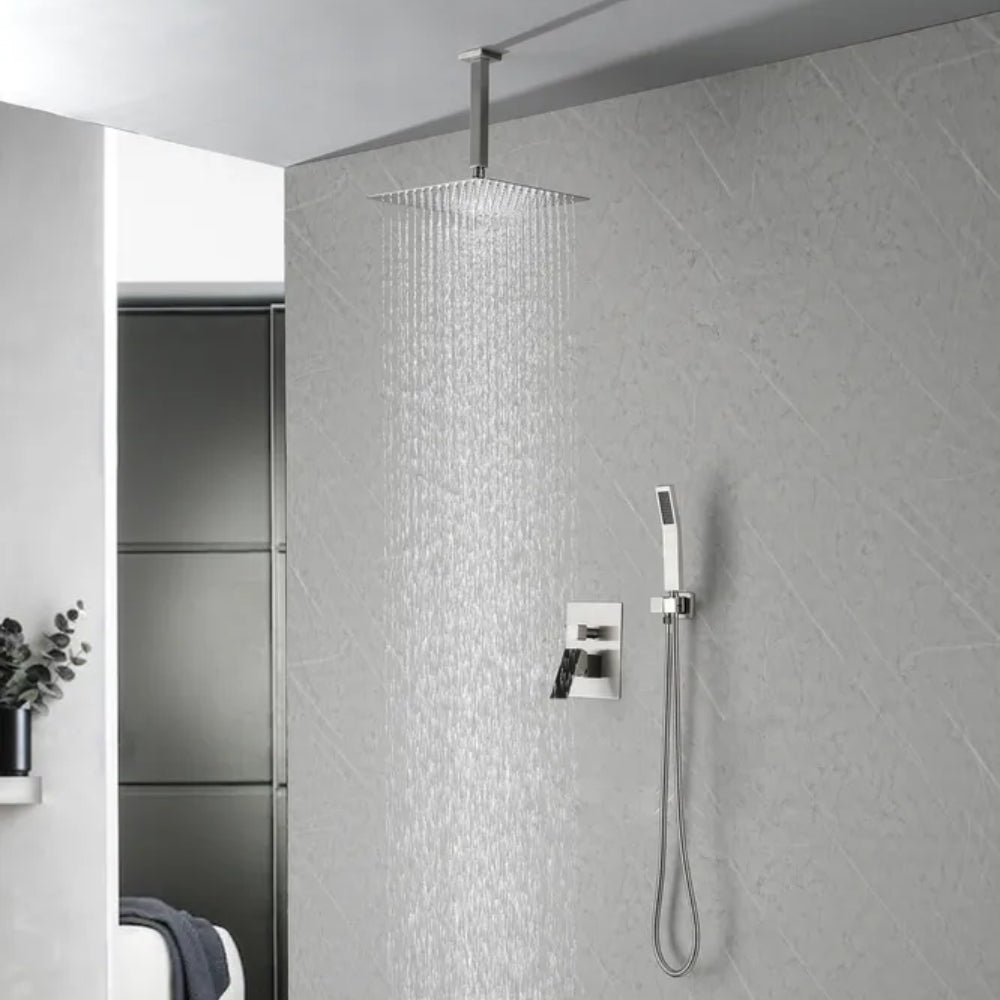 Matte Black  Bathroom Luxury Combo Set Ceiling Mounted Rainfall