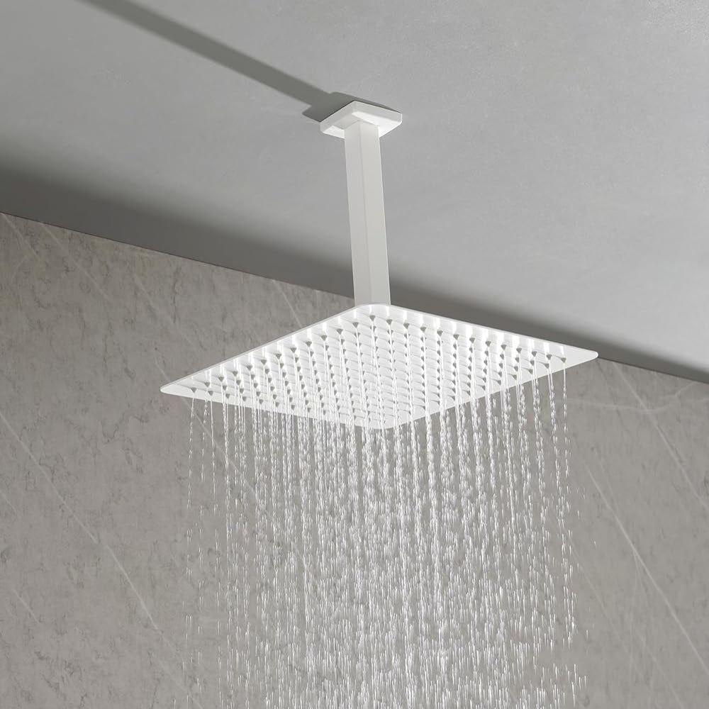 White Bathroom Luxury Combo Set for Ceiling-Mounted Rainfall Shower Experience