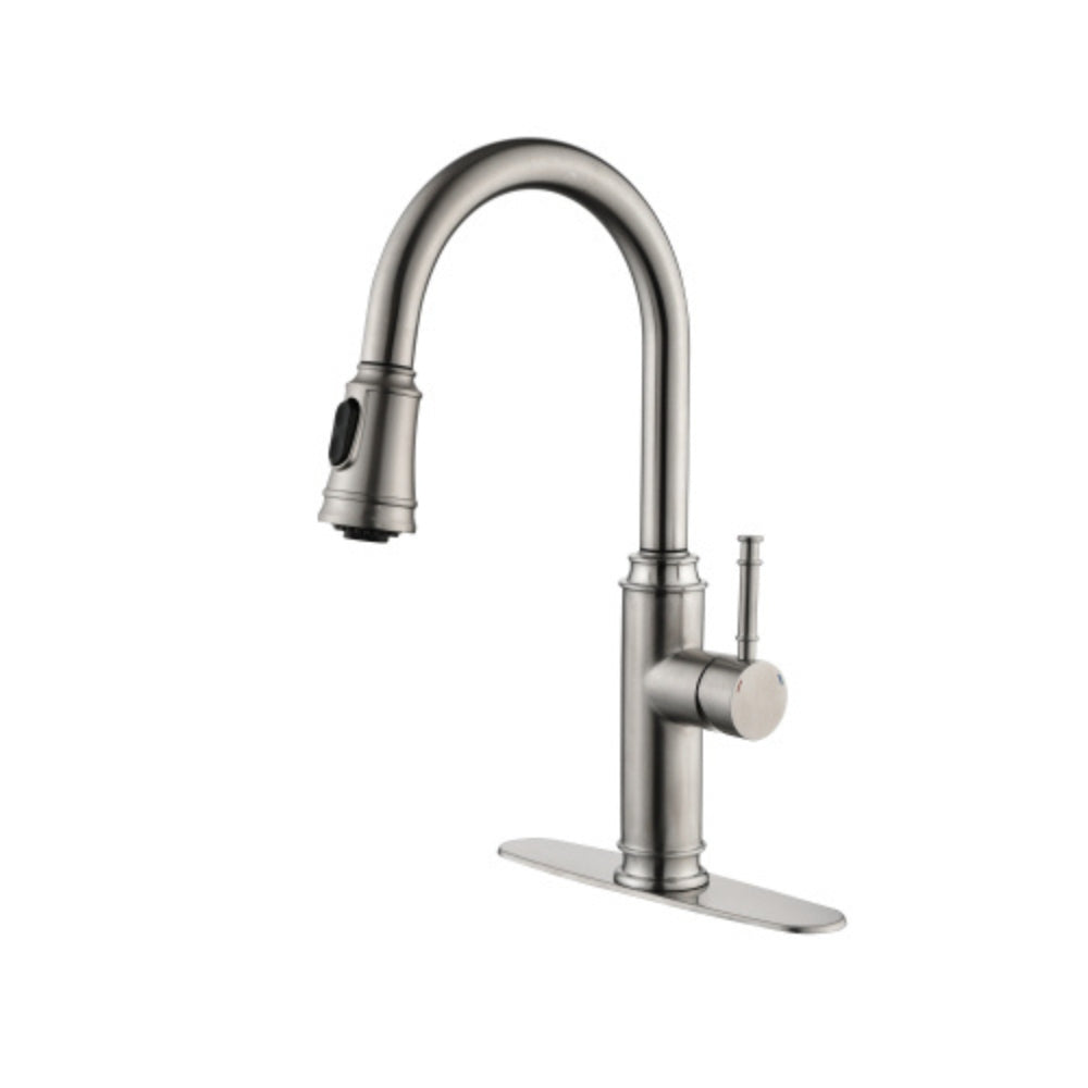 Single Handle High Arc Stainless Steel Kitchen Faucet with Pull Down Sprayer