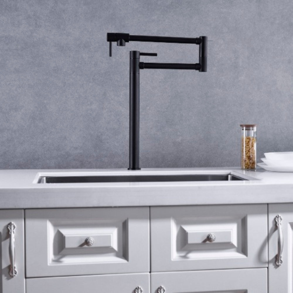 Matte Black Pot Filler Faucet with Extension Shank for Kitchen Sink