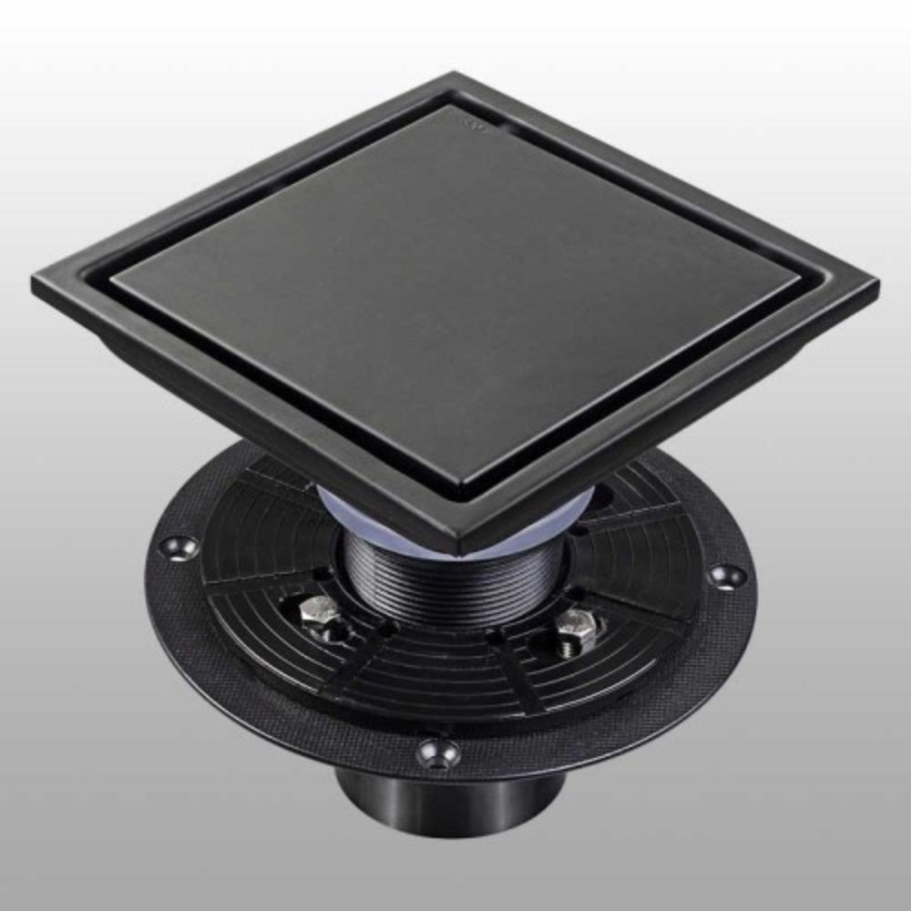 Matte Black 6-Inch Square Shower Floor Drain