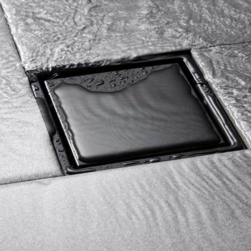 Matte Black 6-Inch Square Shower Floor Drain