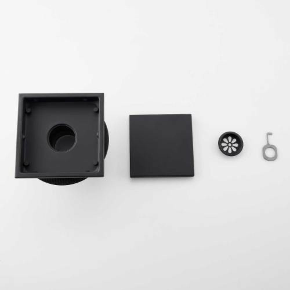 Matte Black 6-Inch Square Shower Floor Drain