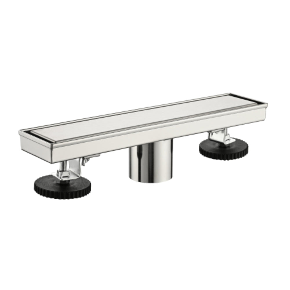 Sleek 12-Inch Brushed Nickel Linear Shower Drain with Removable Quadrato Pattern Grate