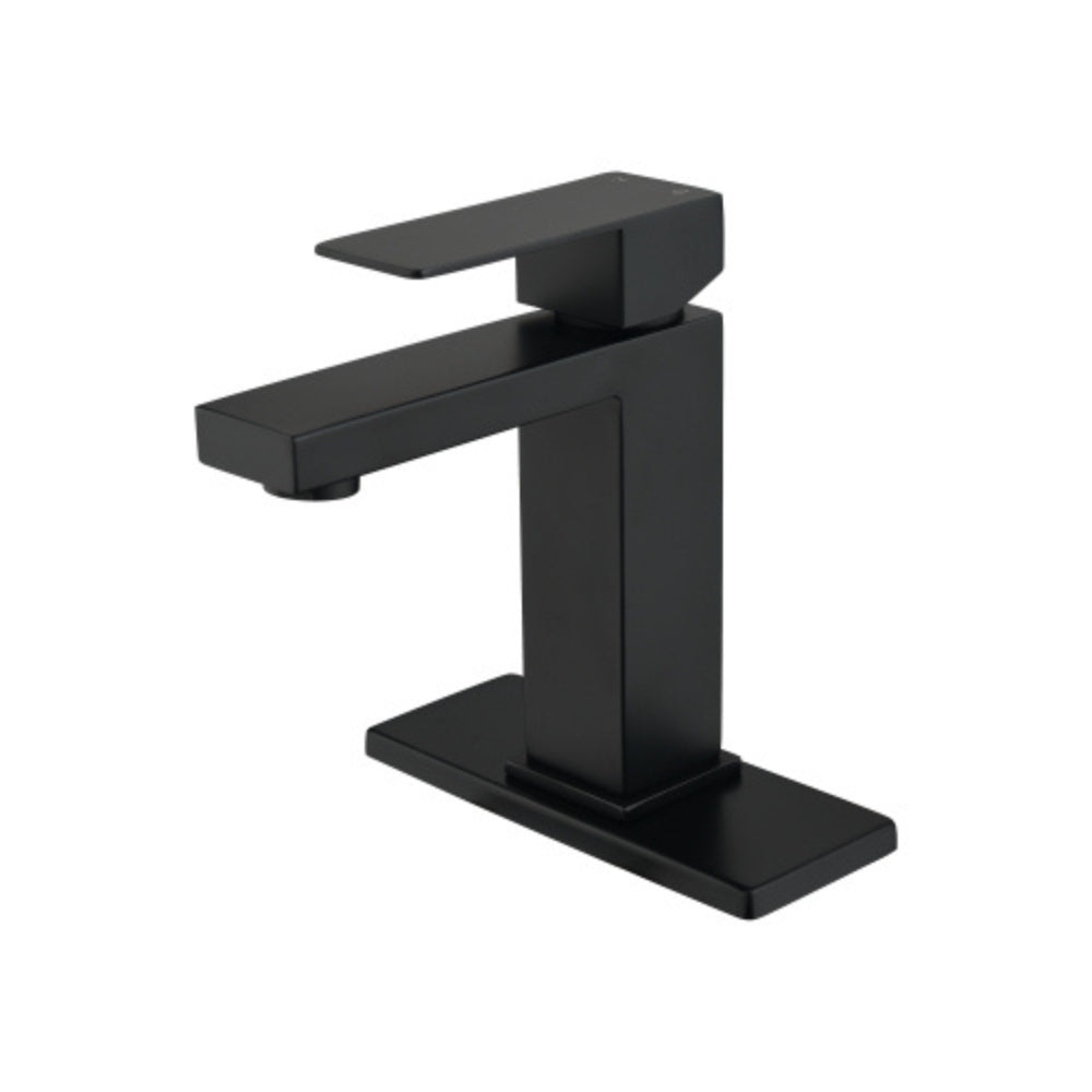 Matte Black Waterfall Spout Bathroom Faucet with Single Handle