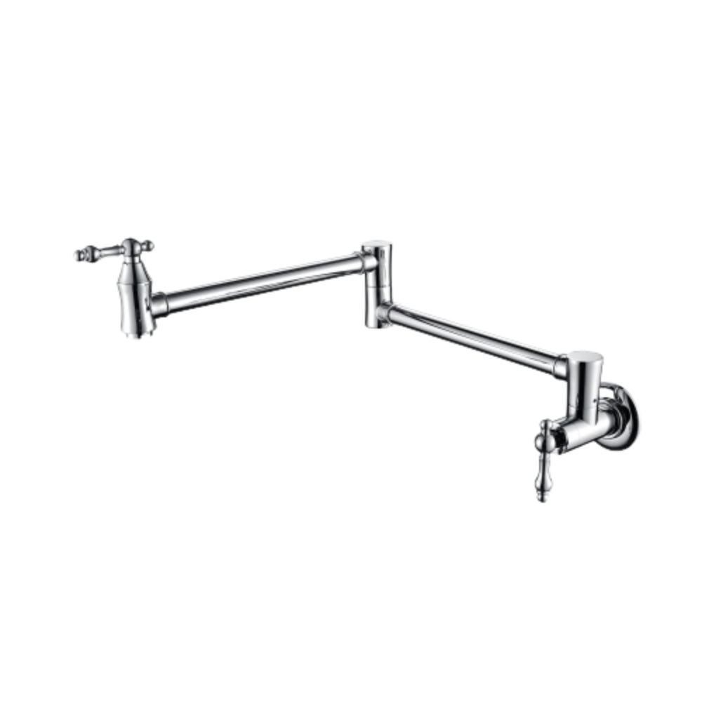 Convenient Wall-Mounted Chrome Pot Filler Faucet