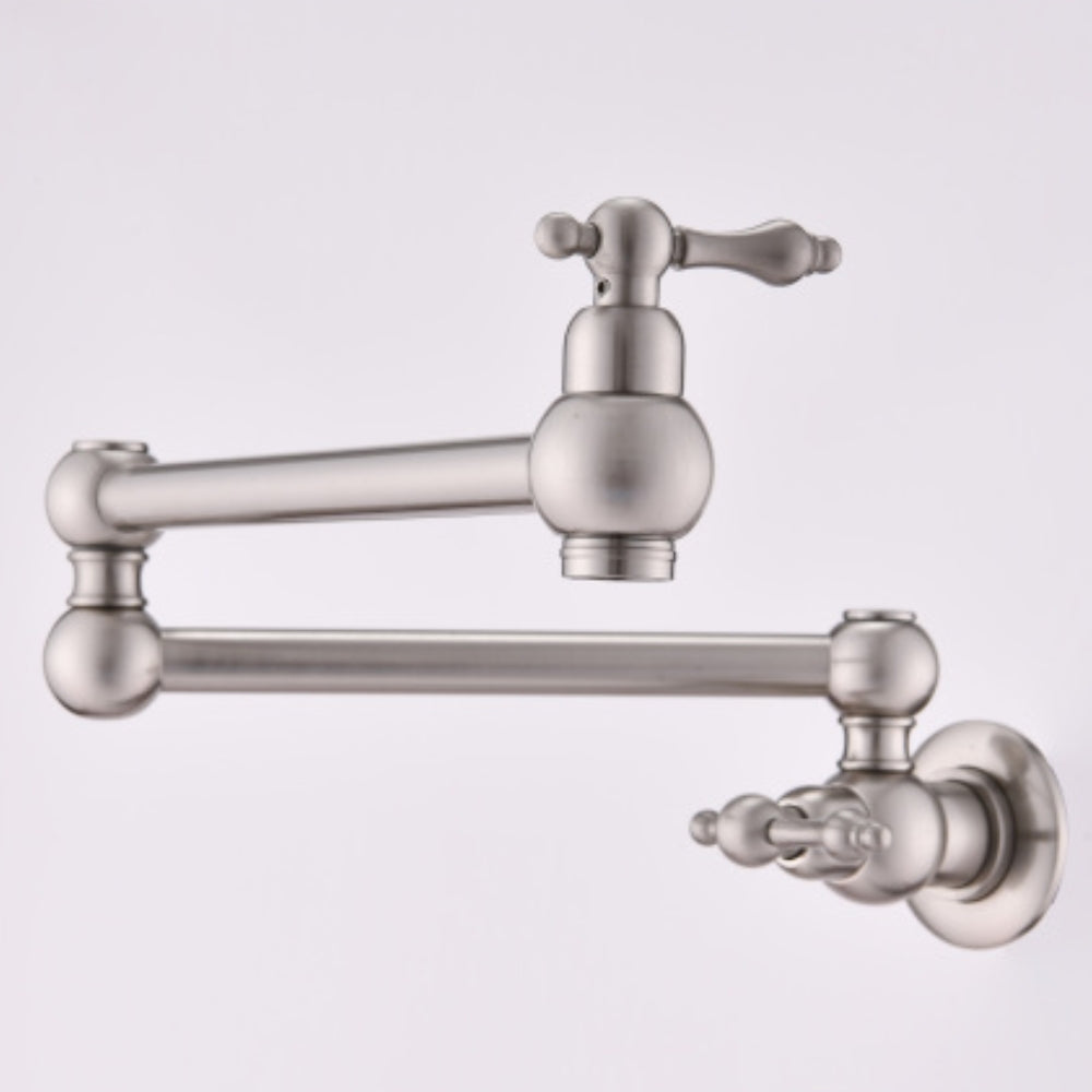 Convenient Wall-Mounted Brushed Nickel Pot Filler Faucet
