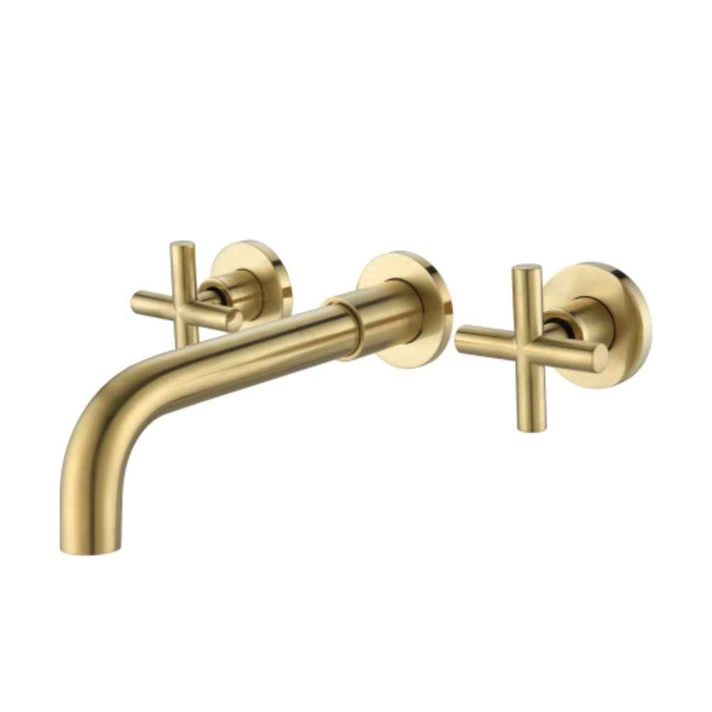 Modern Gold Wall Mounted Bathroom Sink Faucet