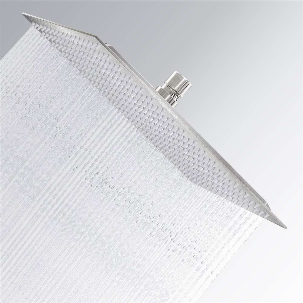 16 Inch Square Rain Shower Head Brushed Nickel Stainless Steel